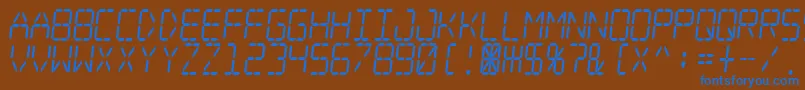 Czcionka Digitaldreamskewnarrow – niebieskie czcionki na brązowym tle