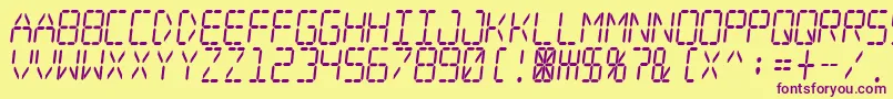 Czcionka Digitaldreamskewnarrow – fioletowe czcionki na żółtym tle