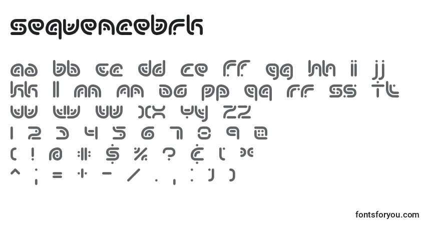 Czcionka SequenceBrk – alfabet, cyfry, specjalne znaki