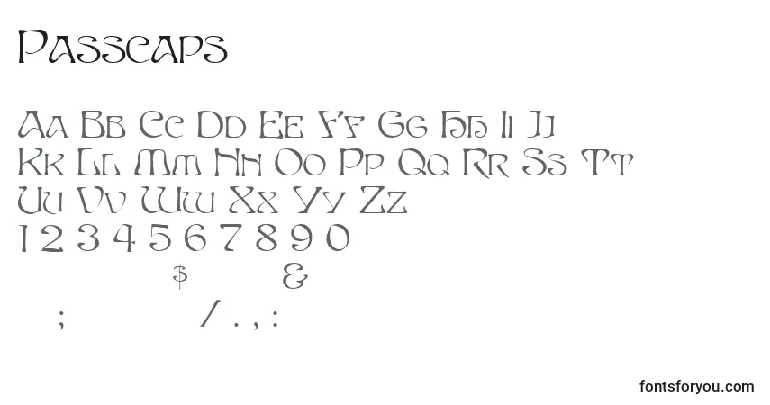 Schriftart Passcaps – Alphabet, Zahlen, spezielle Symbole