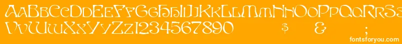 Passcaps-Schriftart – Weiße Schriften auf orangefarbenem Hintergrund