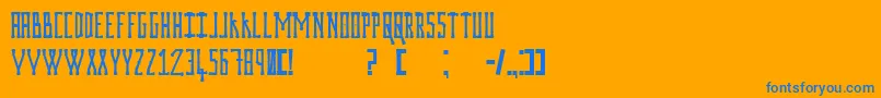 Prodigiumosdrugsv2-Schriftart – Blaue Schriften auf orangefarbenem Hintergrund