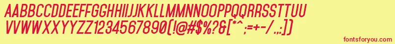 Fonte MohaveBoldItalics – fontes vermelhas em um fundo amarelo