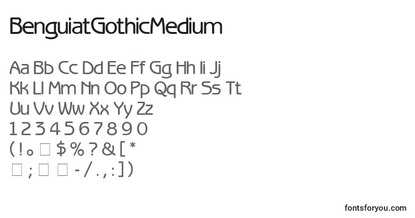 A fonte BenguiatGothicMedium – alfabeto, números, caracteres especiais