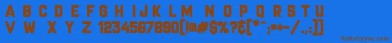 MrHeadlines Font – Brown Fonts on Blue Background