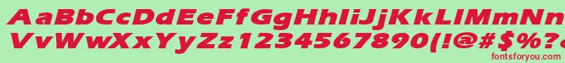 ErgoemildblackexpandedItalic Font – Red Fonts on Green Background