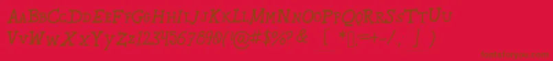 Karroosmallcaps-Schriftart – Braune Schriften auf rotem Hintergrund