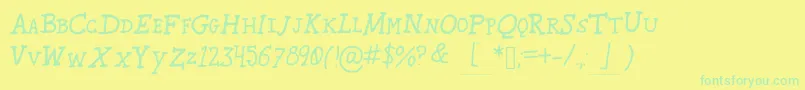 Fonte Karroosmallcaps – fontes verdes em um fundo amarelo