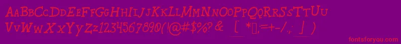 Karroosmallcaps-Schriftart – Rote Schriften auf violettem Hintergrund