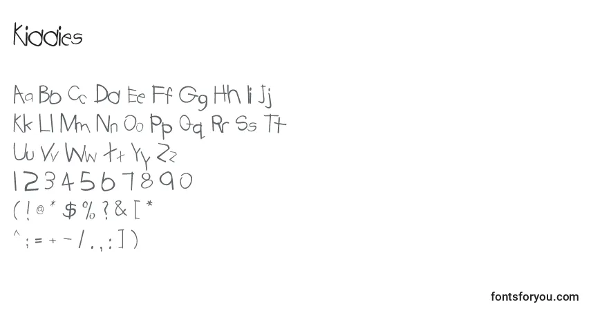 A fonte Kiddies – alfabeto, números, caracteres especiais