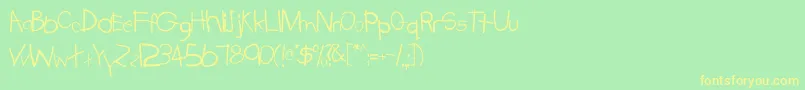 フォントKiddies – 黄色の文字が緑の背景にあります