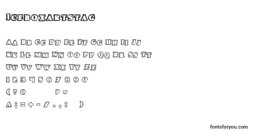 Czcionka Iceboxartstag – alfabet, cyfry, specjalne znaki