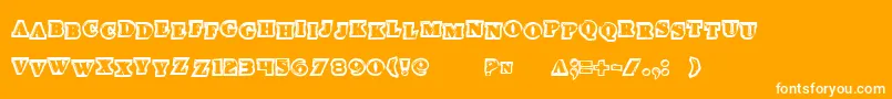 Iceboxartstag-Schriftart – Weiße Schriften auf orangefarbenem Hintergrund