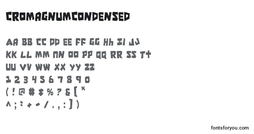 Czcionka CroMagnumCondensed – alfabet, cyfry, specjalne znaki