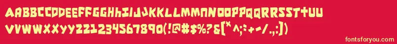 CroMagnumCondensed-fontti – keltaiset fontit punaisella taustalla