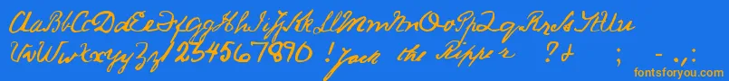 En savoir plus sur la police JackRipperHand Police JackRipperHand – polices orange sur fond bleu