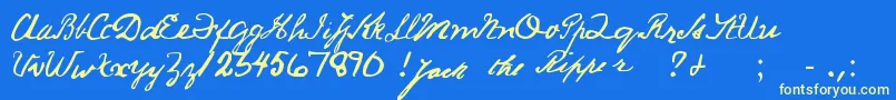 JackRipperHand-Schriftart – Gelbe Schriften auf blauem Hintergrund