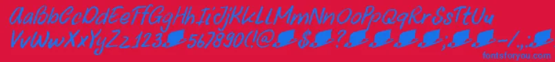 DkUncleOscarItalic Font – Blue Fonts on Red Background