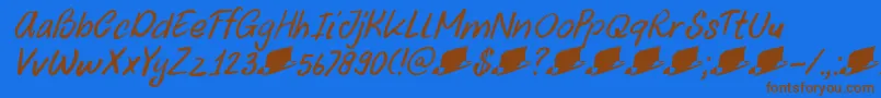 DkUncleOscarItalic Font – Brown Fonts on Blue Background