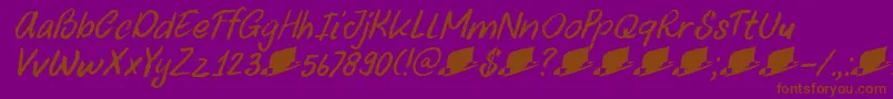 DkUncleOscarItalic Font – Brown Fonts on Purple Background