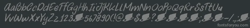 フォントDkUncleOscarItalic – 黒い背景に灰色の文字