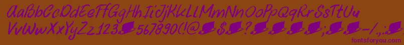DkUncleOscarItalic Font – Purple Fonts on Brown Background