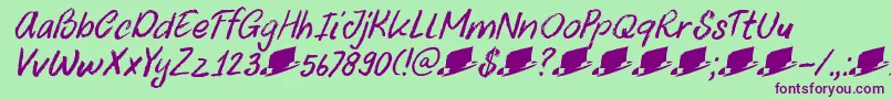 DkUncleOscarItalic Font – Purple Fonts on Green Background