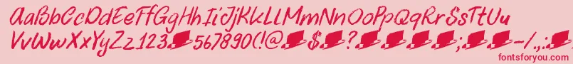 DkUncleOscarItalic Font – Red Fonts on Pink Background