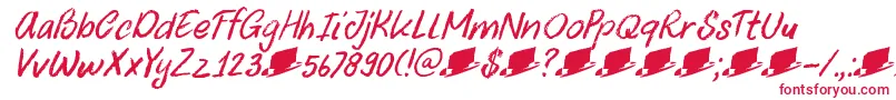 DkUncleOscarItalic-fontti – punaiset fontit valkoisella taustalla