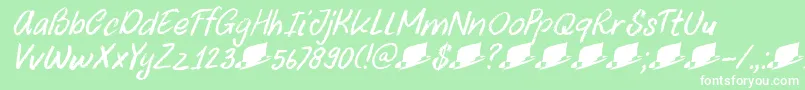 フォントDkUncleOscarItalic – 緑の背景に白い文字