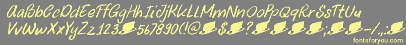 DkUncleOscarItalic-Schriftart – Gelbe Schriften auf grauem Hintergrund