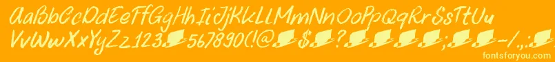 DkUncleOscarItalic Font – Yellow Fonts on Orange Background