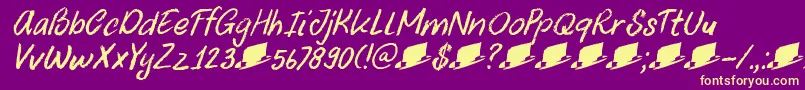 DkUncleOscarItalic Font – Yellow Fonts on Purple Background