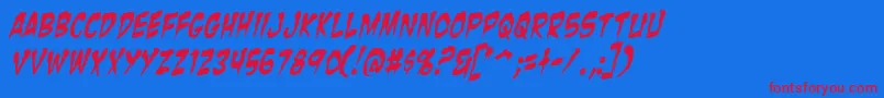 ZombieGutsYankedItalic Font – Red Fonts on Blue Background