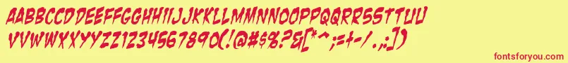 ZombieGutsYankedItalic Font – Red Fonts on Yellow Background