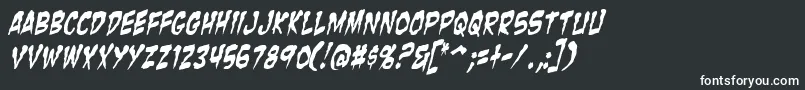ZombieGutsYankedItalic-fontti – valkoiset fontit mustalla taustalla