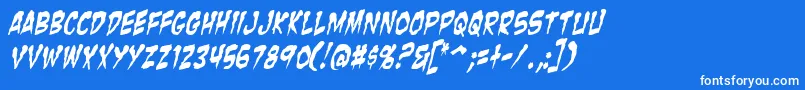 ZombieGutsYankedItalic Font – White Fonts on Blue Background