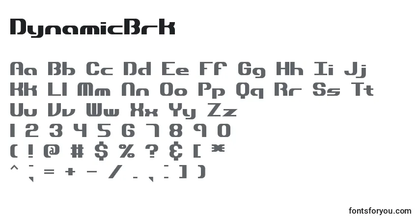 DynamicBrk-fontti – aakkoset, numerot, erikoismerkit