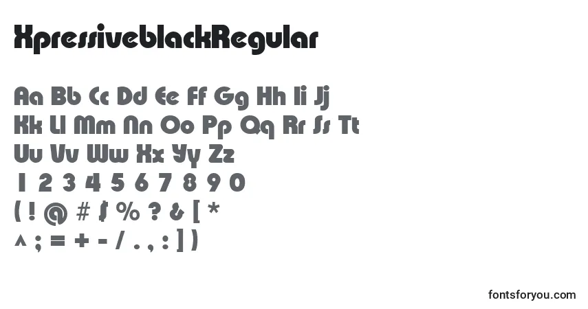 A fonte XpressiveblackRegular – alfabeto, números, caracteres especiais