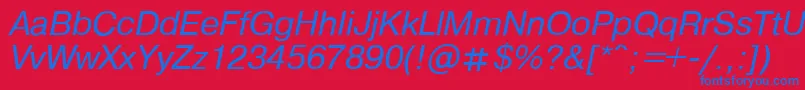 Czcionka PragmaticaItalic.001.001 – niebieskie czcionki na czerwonym tle