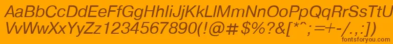 Fonte PragmaticaItalic.001.001 – fontes marrons em um fundo laranja