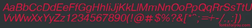 Czcionka PragmaticaItalic.001.001 – czerwone czcionki na czarnym tle