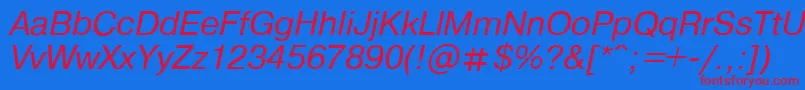 PragmaticaItalic.001.001 Font – Red Fonts on Blue Background