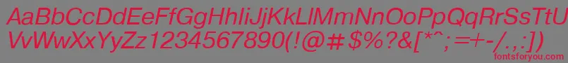 フォントPragmaticaItalic.001.001 – 赤い文字の灰色の背景