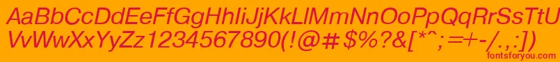 PragmaticaItalic.001.001-Schriftart – Rote Schriften auf orangefarbenem Hintergrund