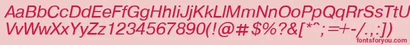 フォントPragmaticaItalic.001.001 – ピンクの背景に赤い文字