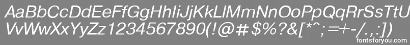 フォントPragmaticaItalic.001.001 – 灰色の背景に白い文字