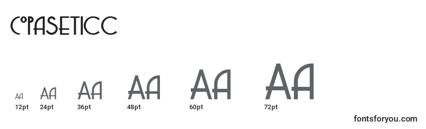 Размеры шрифта Copaseticc