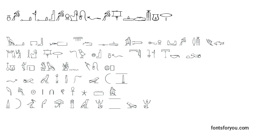 PharaohglyphMedium-fontti – aakkoset, numerot, erikoismerkit