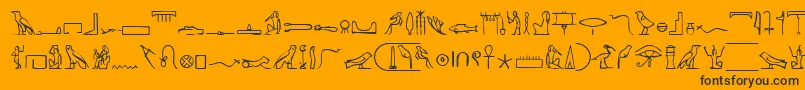 PharaohglyphMedium-fontti – mustat fontit oranssilla taustalla